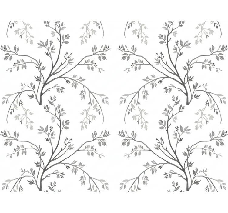 Flowers wallpaper grey soft branches - TenStickers