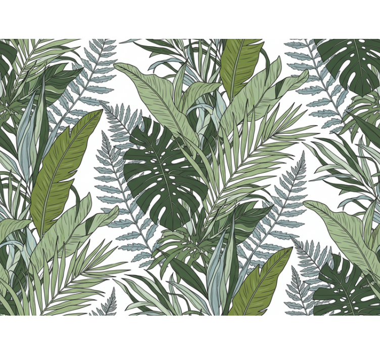 Flowers wallpaper exotic leaves symphony - TenStickers