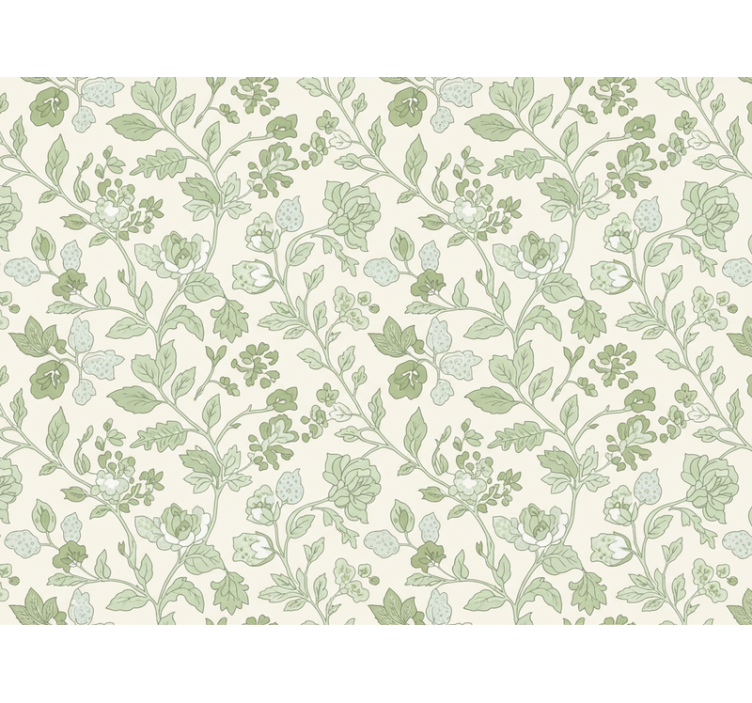 Stone effect wallpaper in cream green floral - TenStickers