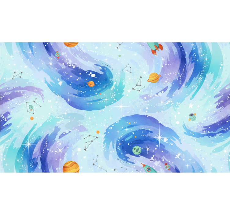 Wallpaper childrens room galaxy style light blue - TenStickers