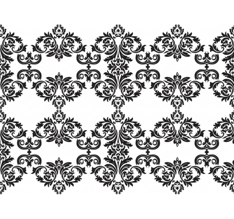 Baroque wallpaper black damask floral design - TenStickers