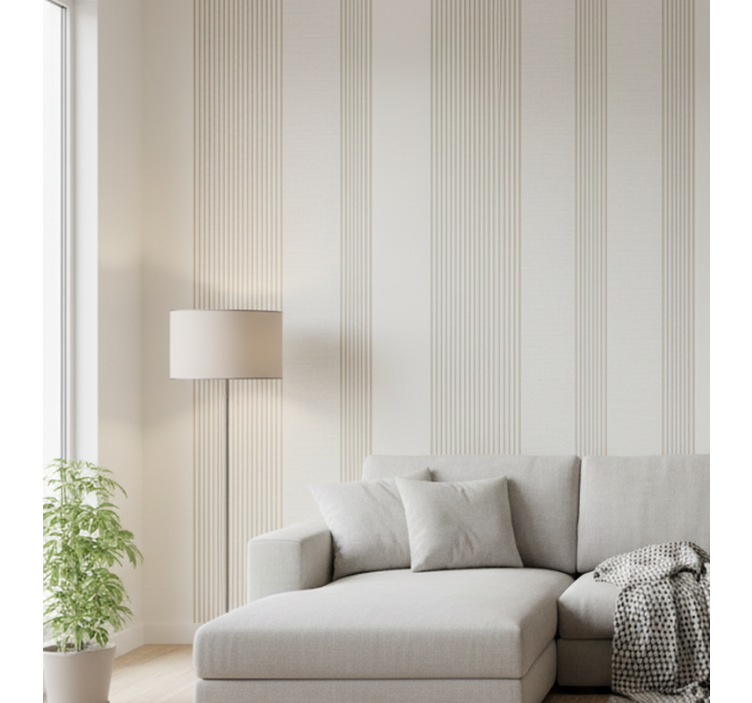 Wallpaper vertically striped minimalist cream wrap - TenStickers