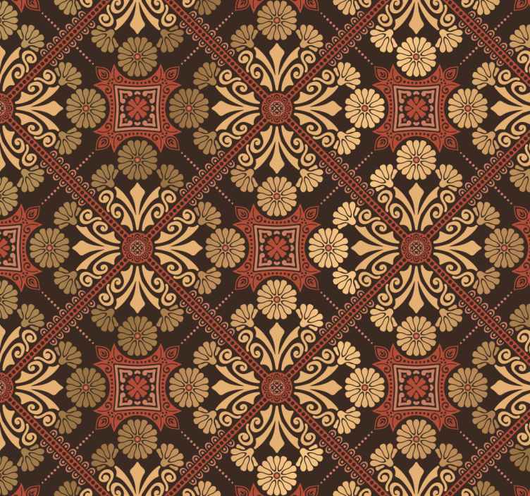 Intricate Tilework ornamental wallpaper - TenStickers