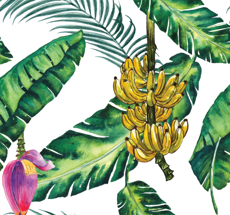 Jungle Wallpaper Banana Leaves - TenStickers