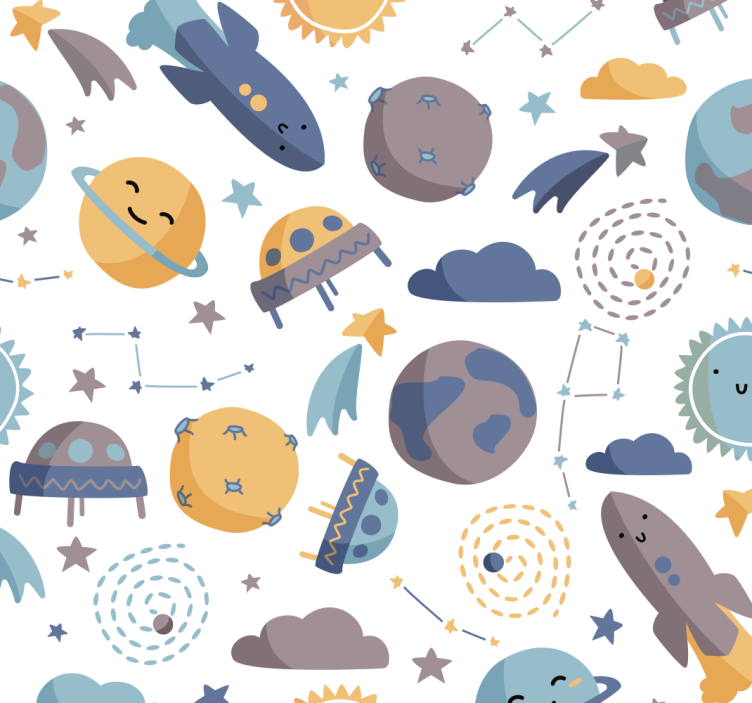 Space-Themed Nursery nursery room wallpaper - TenStickers