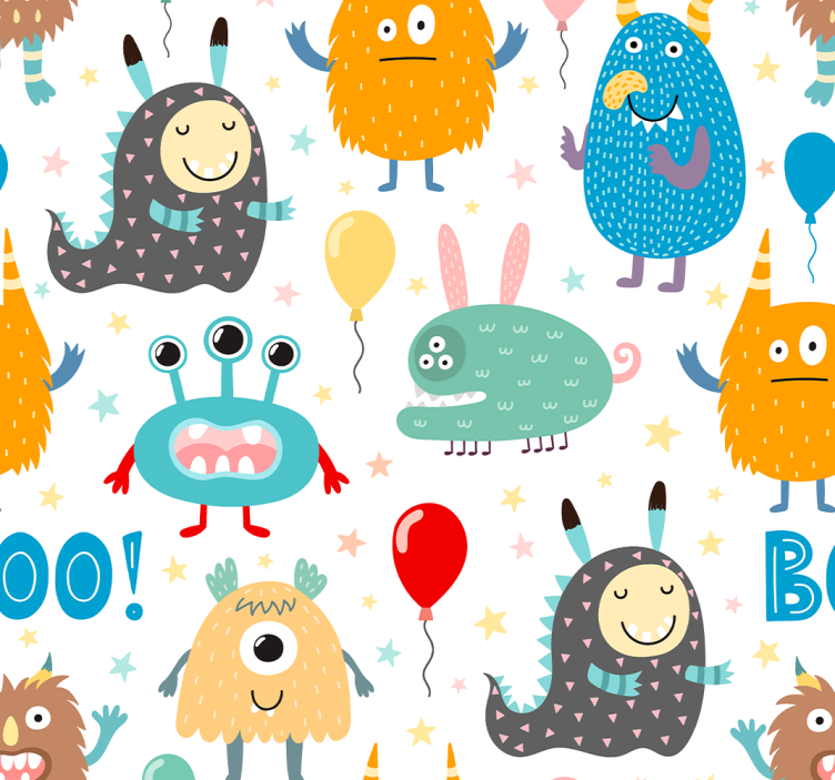 Festive Monsters animals wallpaper - TenStickers
