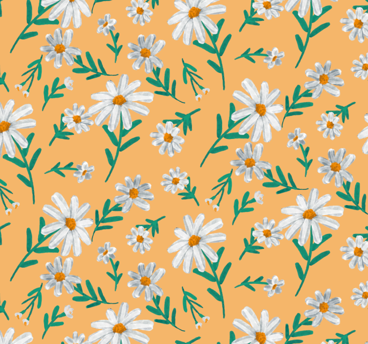 Flower Wallpaper daisy on the yellow background - TenStickers