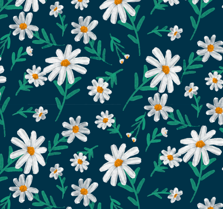 Daisy Floral Motif flowers wallpaper - TenStickers