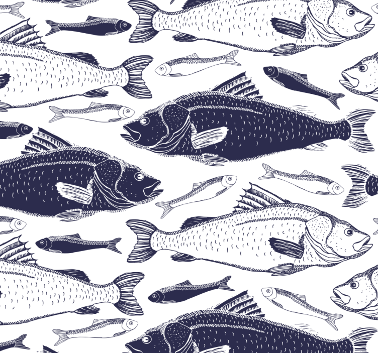 Swimming gray pattern fishes wallpaper - TenStickers