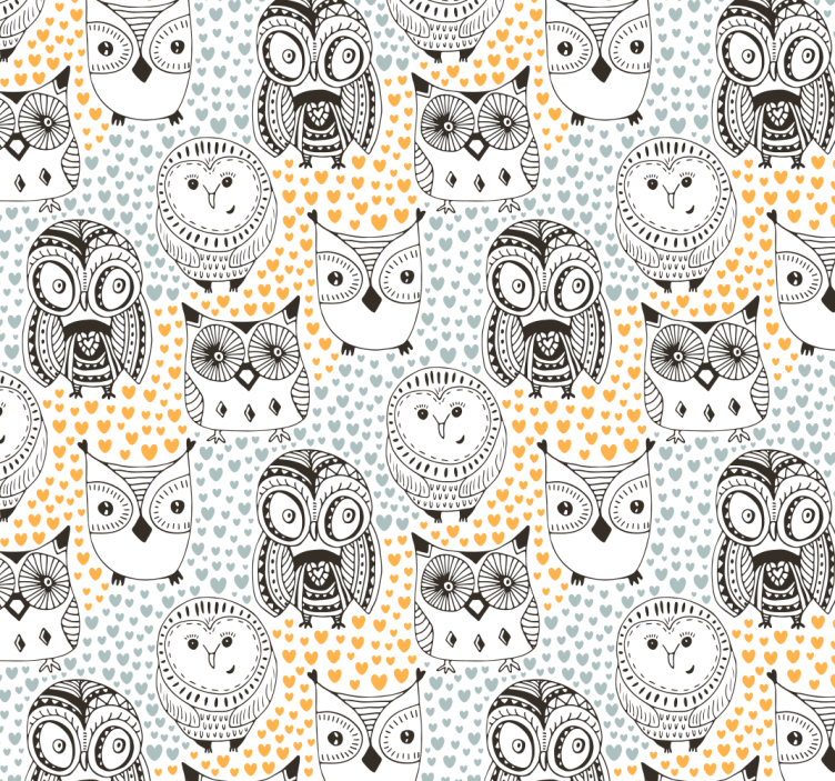 Owl Pattern Motif animals wallpaper - TenStickers