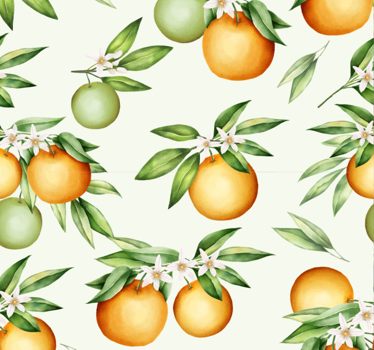 Citrus Fruit Motif wallpaper for dining area - TenStickers