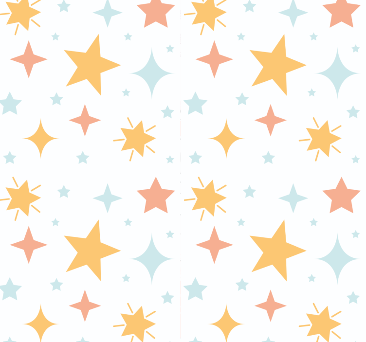 Multicolor stars white background wallpaper - TenStickers