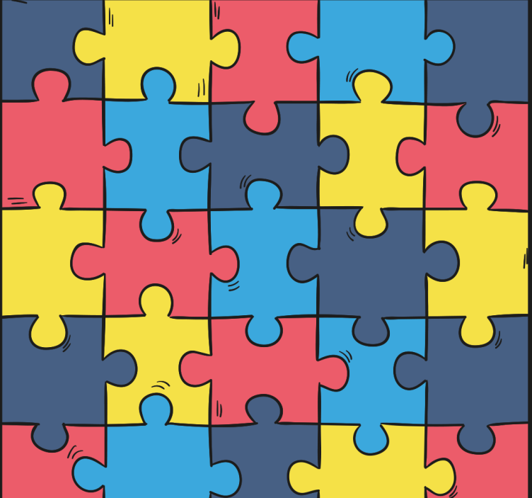 Rainbow Jigsaw Abstract Wallpaper - TenStickers