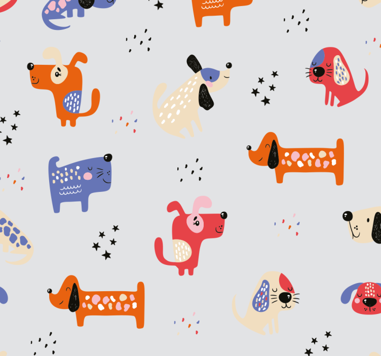 Playful Canine Motif cute dog wallpaper - TenStickers