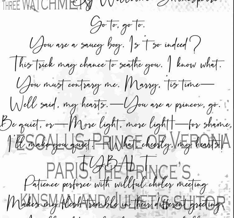 Handwritten Shakespeare's Lovers quotes white wallpaper - TenStickers