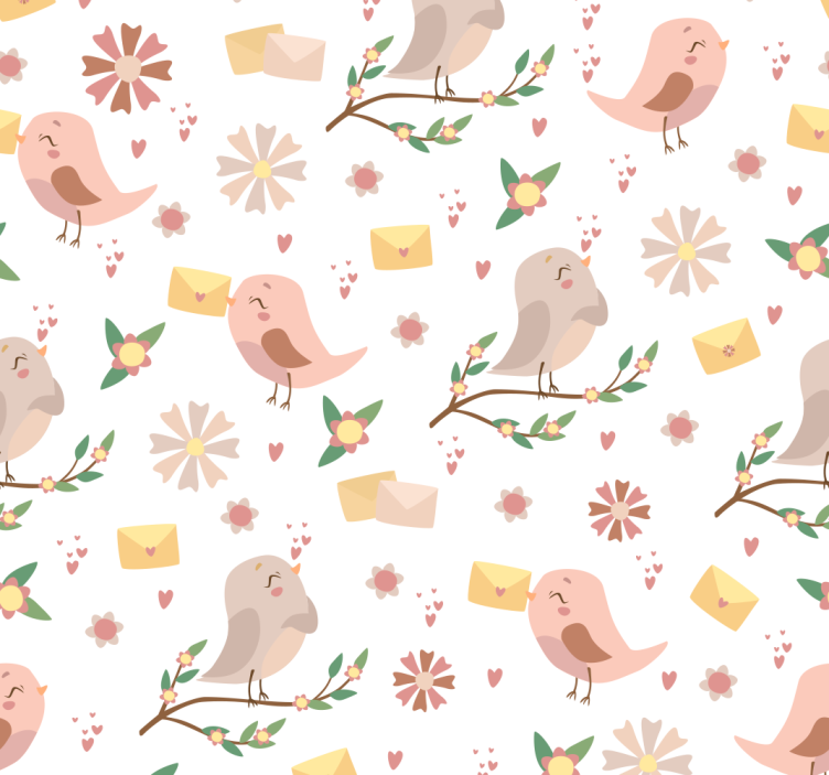 Little birds on branches animal wallpaper - TenStickers