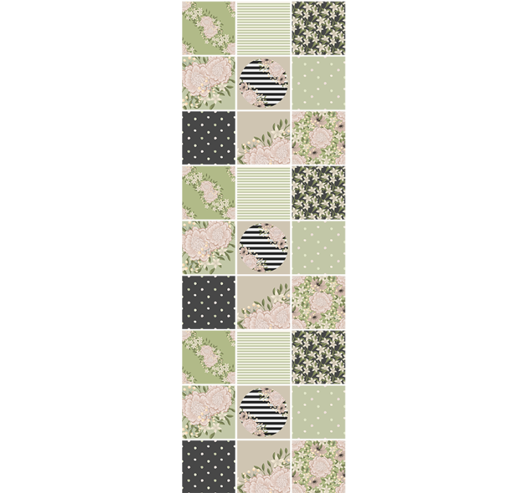 Floral wallpaper with floral patchwork design - TenStickers