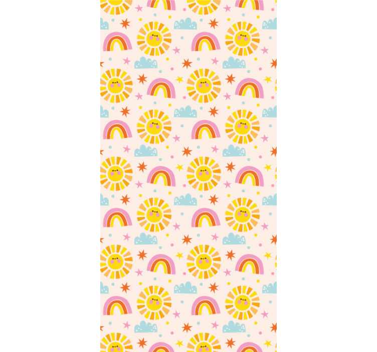 Pink rainbow pattern children wallpaper - TenStickers