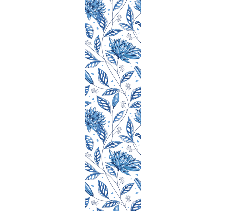Blue Floral Pattern flowers wallpaper - TenStickers