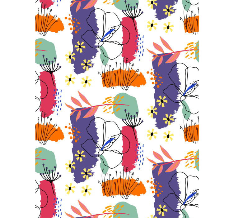 Botanical Sketch Pattern flowers wallpaper - TenStickers