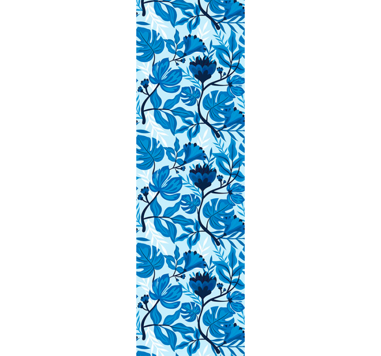 Blue Botanical Flourish flowers wallpaper - TenStickers