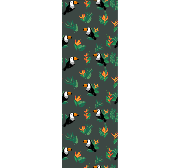 Toucan Pattern birds in wallpaper - TenStickers