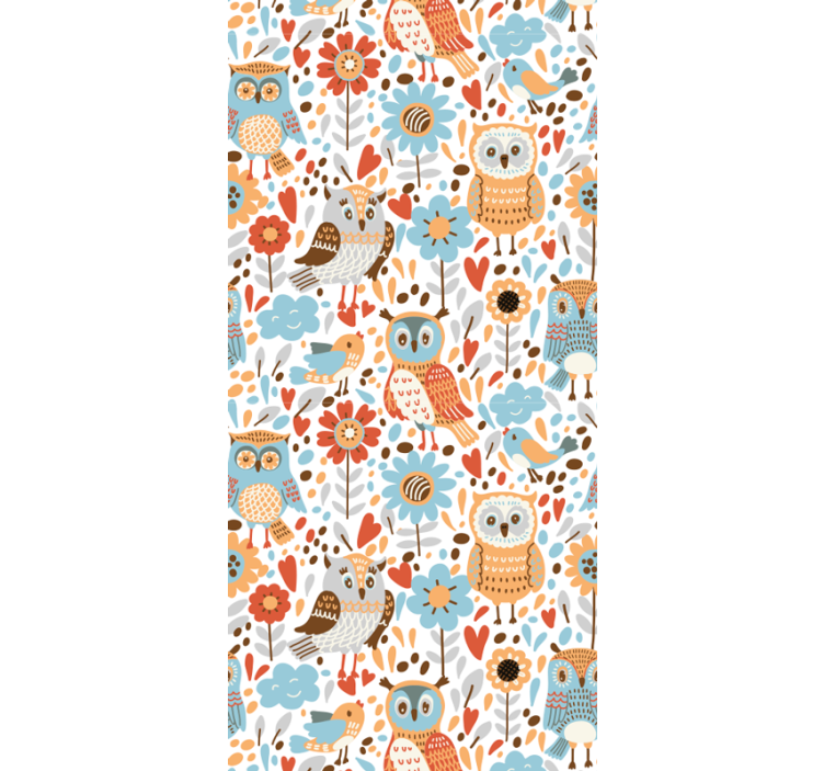 Owls Floral Pattern nursery room wallpaper - TenStickers