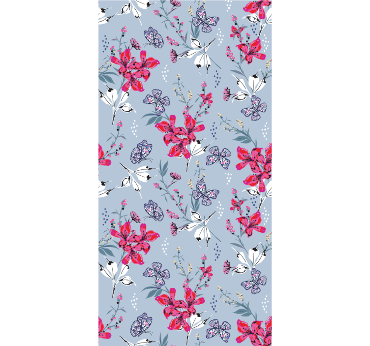 Floral Butterfly Design flowers wallpaper - TenStickers
