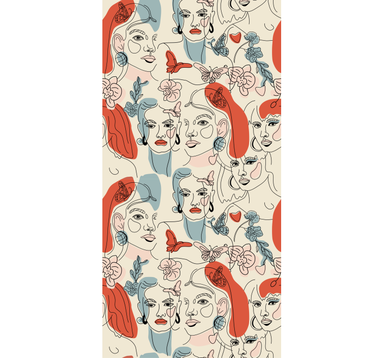 Feminine Line Art art wallpaper - TenStickers