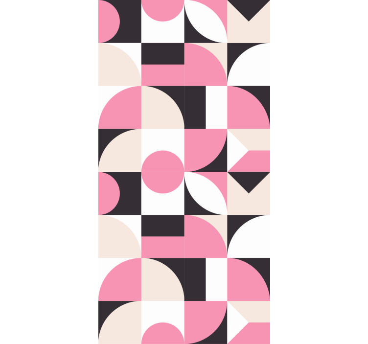 Wallpaper geometric modern pink and black pattern - TenStickers