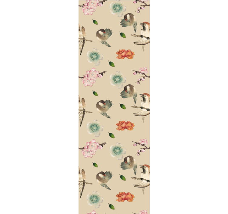 Charming Bird Blooms flowers wallpaper - TenStickers