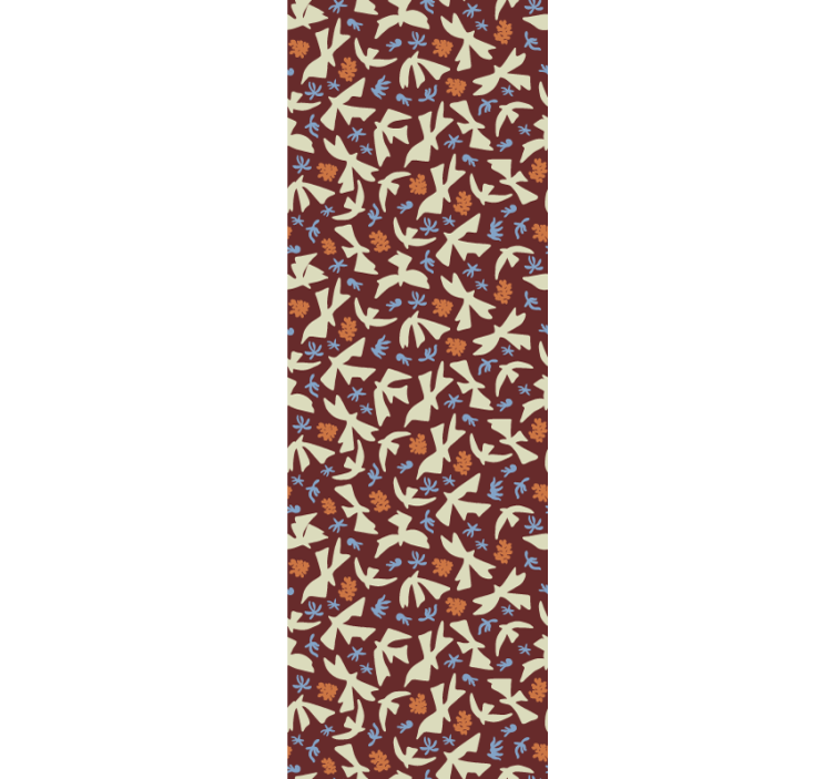 Stylized nature motifs floral wallpaper - TenStickers