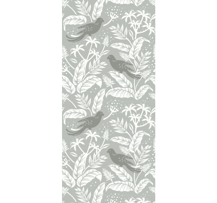 Serene gray birds leaves wallpaper - TenStickers
