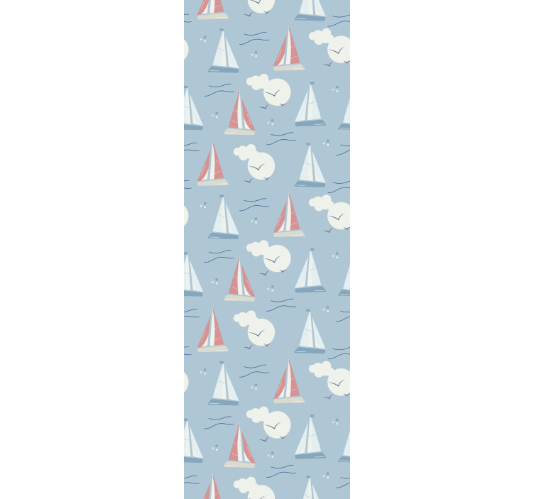 Sailboats and clouds wallpaper childrens room - TenStickers