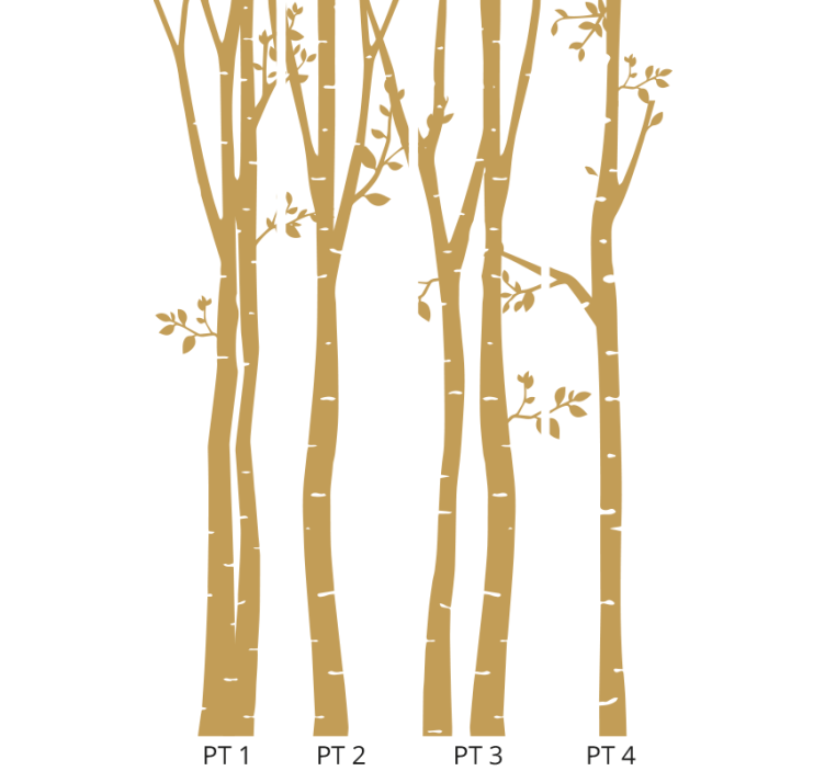 Elegant golden silhouettes wallpaper of a tree - TenStickers