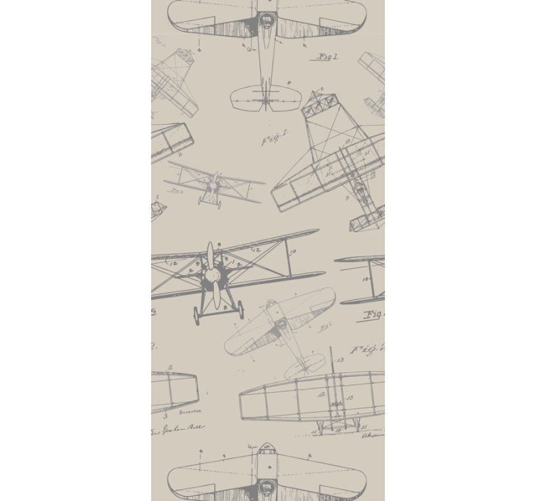 Vintage Airplane Sketches art wallpaper - TenStickers
