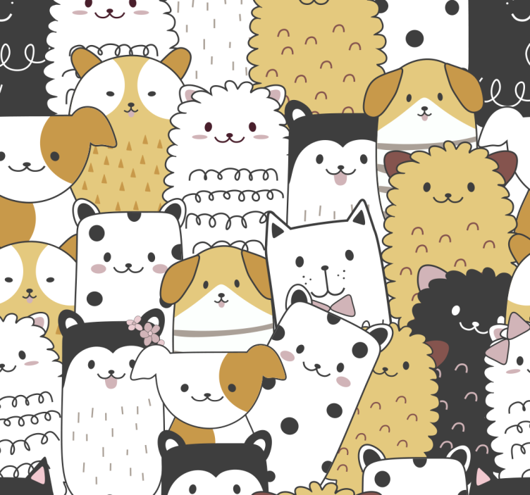 cute dogs pattern Kids wallpaper - TenStickers