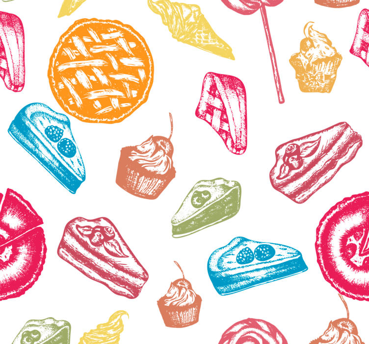 Sweet Treats Pattern kitchen wallpaper - TenStickers