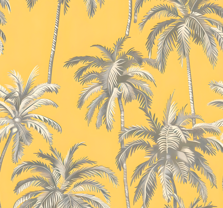 Palm trees design Yellow wallpaper - TenStickers