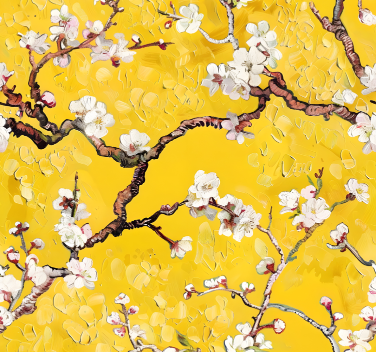 Floral spring pattern Yellow wallpaper - TenStickers