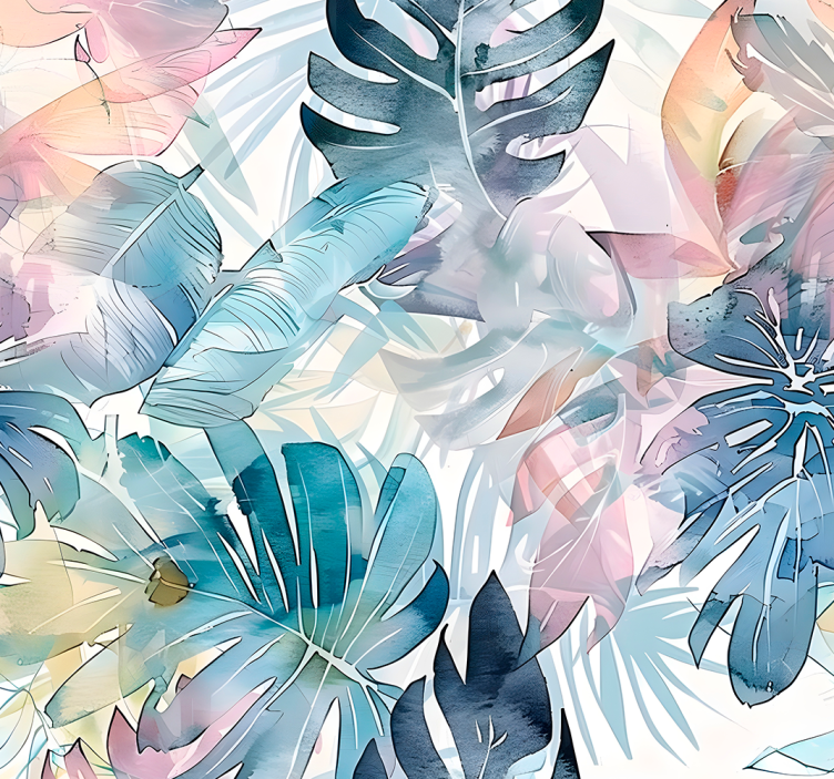 Large drawn leaves leaves wallpaper - TenStickers