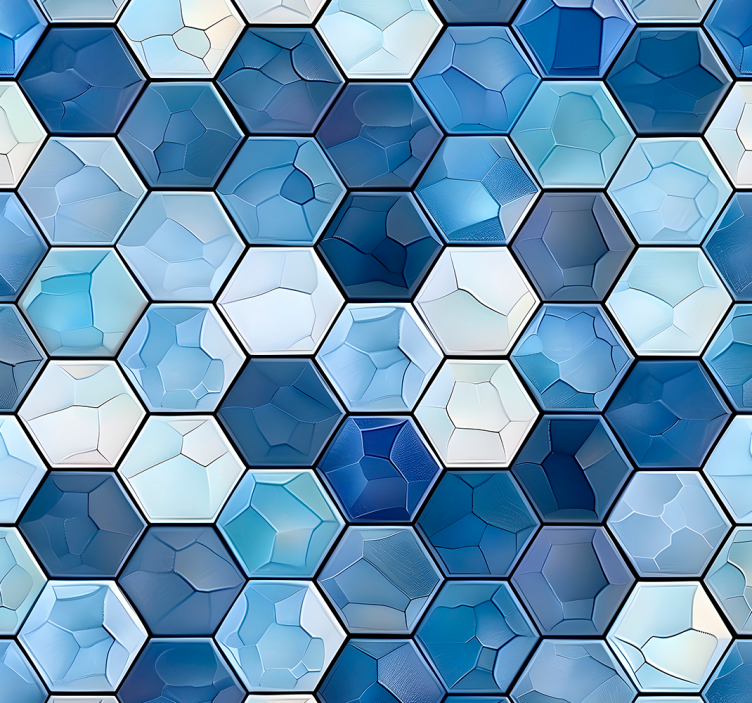 Blue tiles effect wallpaper office - TenStickers