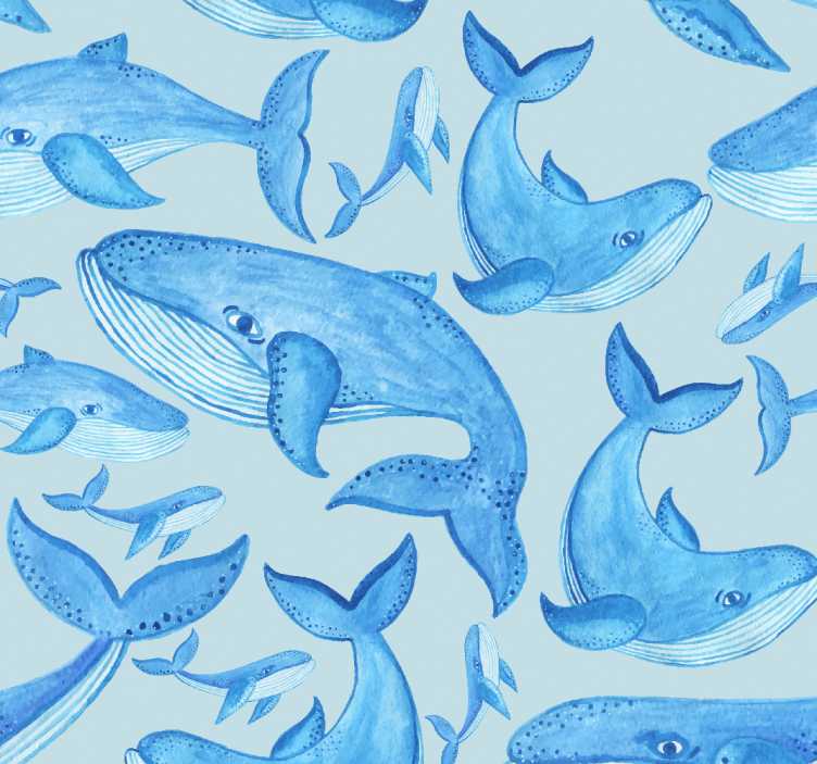 Aquatic Whale Patterns fishes wallpaper - TenStickers
