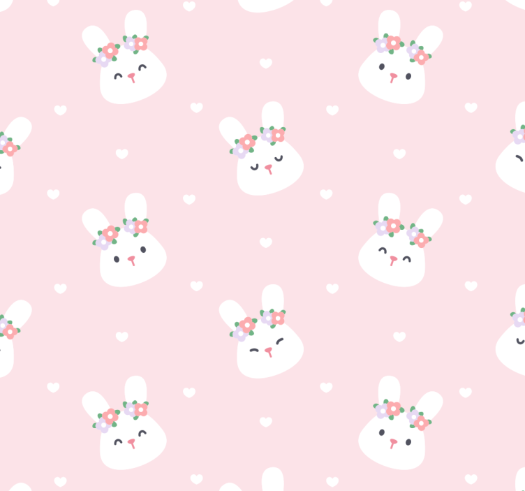 Bunny Polka Pattern animals wallpaper - TenStickers