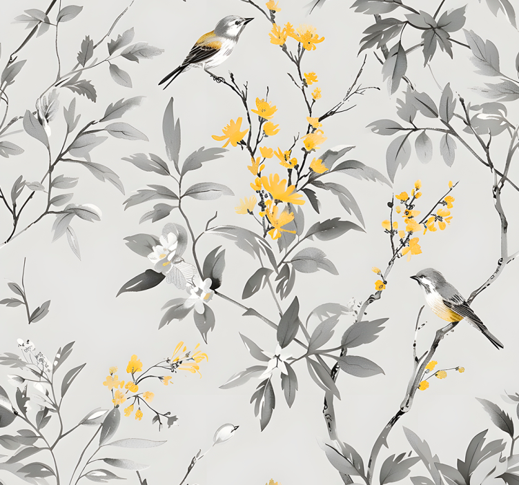 Gray forest design entrance wallpaper - TenStickers