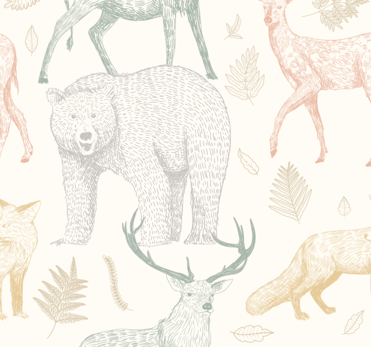 Minimalistic forest design animal wallpaper - TenStickers