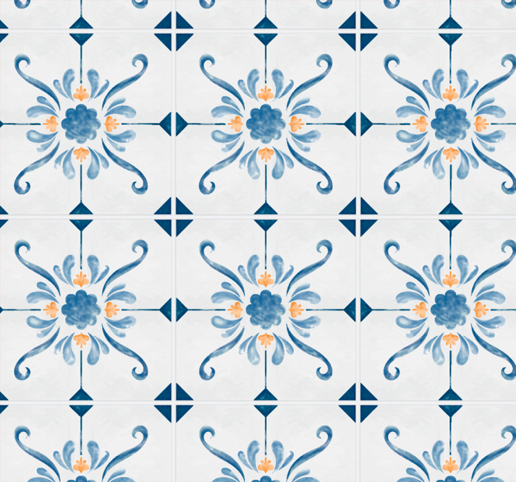 Ornamental Squares tile effect wallpaper - TenStickers