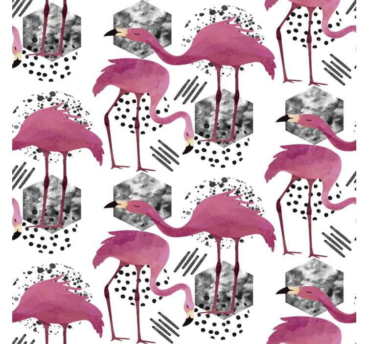Flamingo parade birds in wallpaper - TenStickers
