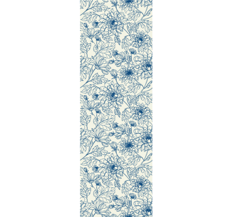 Detailed floral sketch flowers wallpaper - TenStickers