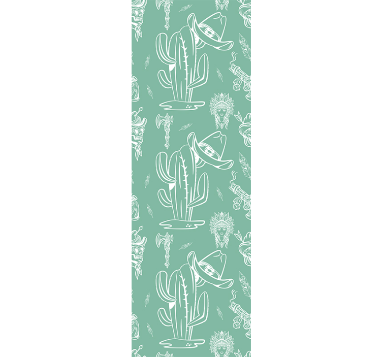 Cactus Cowboy Pattern contemporary wallpaper - TenStickers